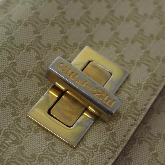 CELINE Macadam Canvas Hand Bag PVC Leather Beige Auth - Picture 9 of 16